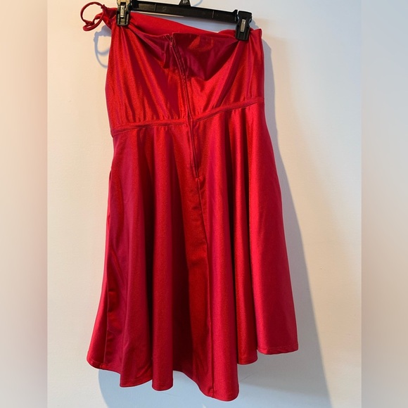 Jr City Studio 1 Shoulder Fit-and-flare Mini Silky Soft Red Dress pockets Sz 15 - Picture 3 of 12